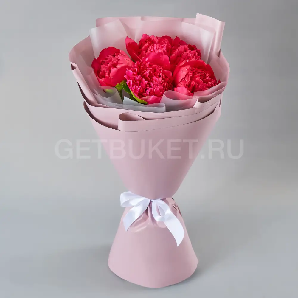 219291 Букет из 5 коралловых пионов