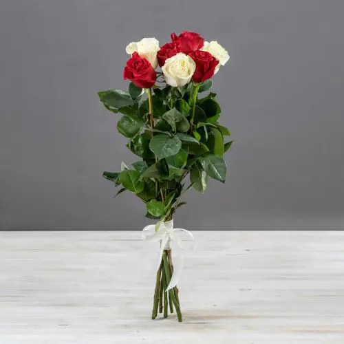 Букет из 7 красно-белых роз