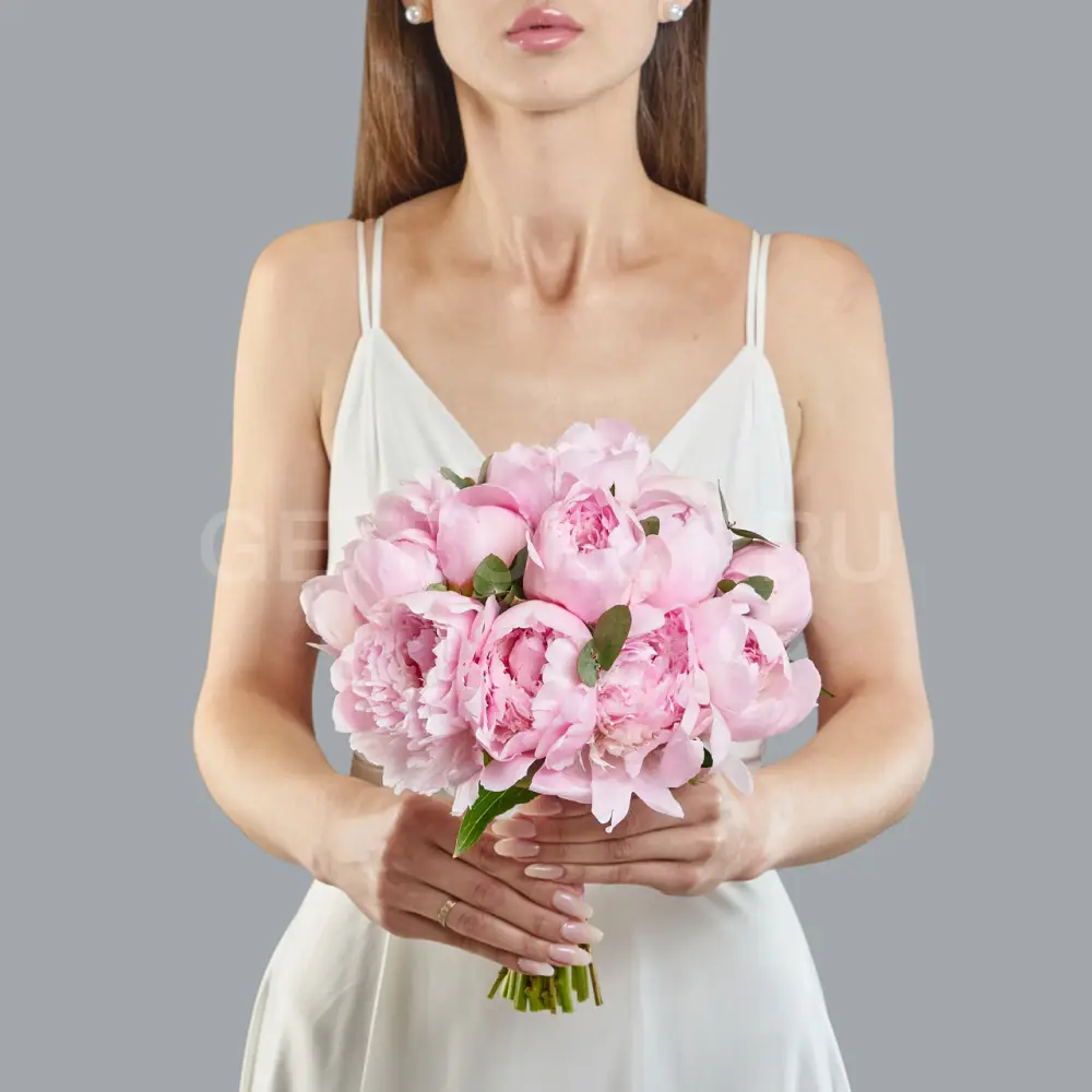 219393 Букет невесты из розовых пионов